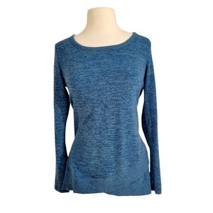 Mod-O-Doc Teal Marled Knit Crossover Layered Long Sweater